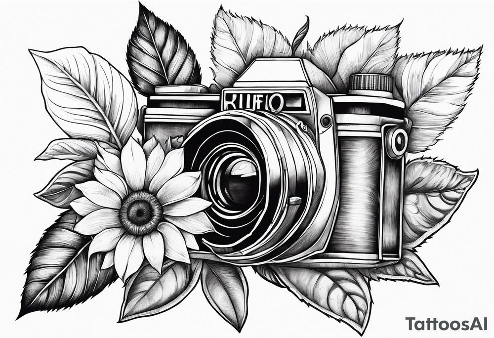 Flower : rose , sunflower, camera, book tattoo idea