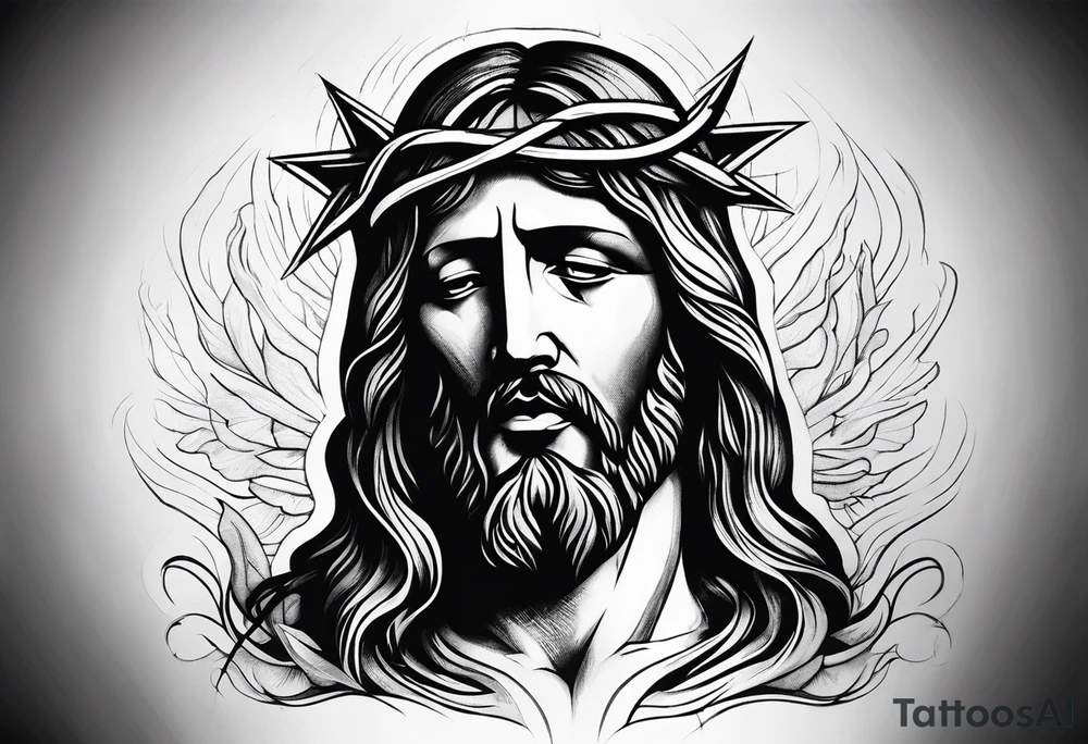Pain suffering of Jesus Christ tattoo idea