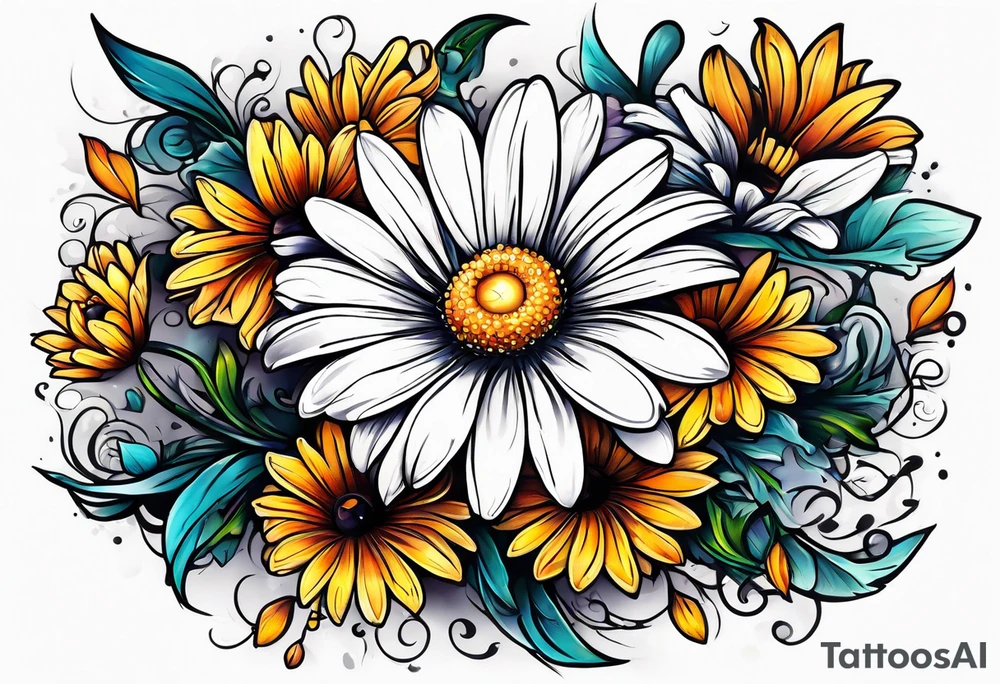 Daisy corner tattoo idea
