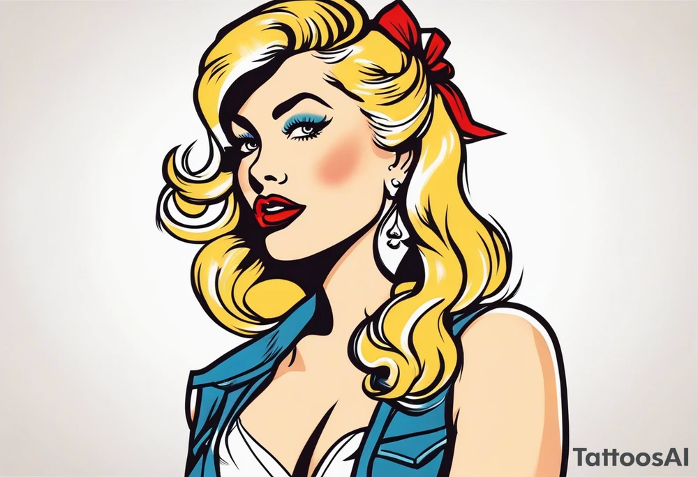 American Traditional pinup girl with blonde hair tattoo idea