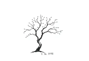 easy windy tree with date 02.18.1998 tattoo idea