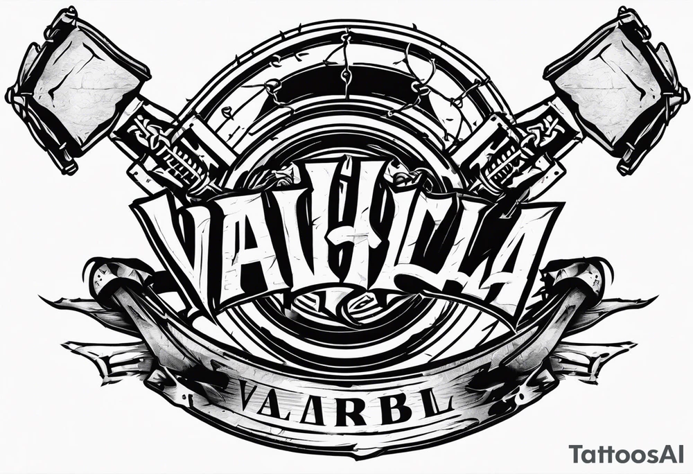 Valhalla sword shield barb wire tattoo idea