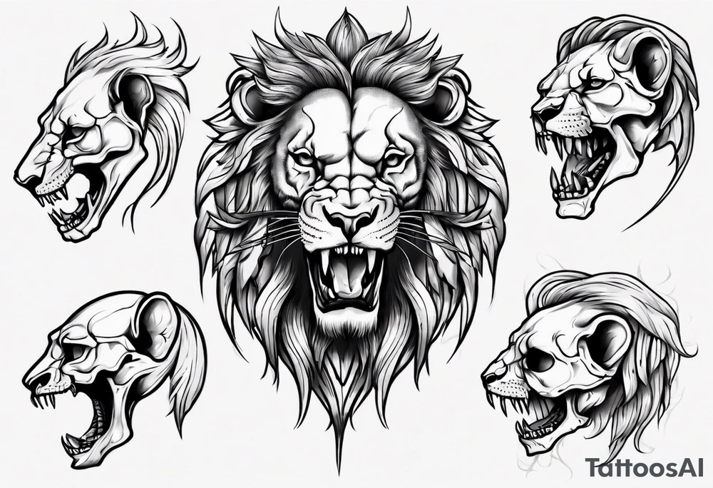 Lion skull tattoo idea