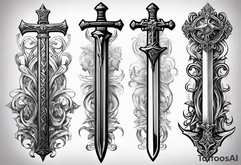Bible sword on spine tattoo idea