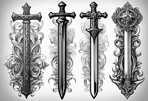 Bible sword on spine tattoo idea