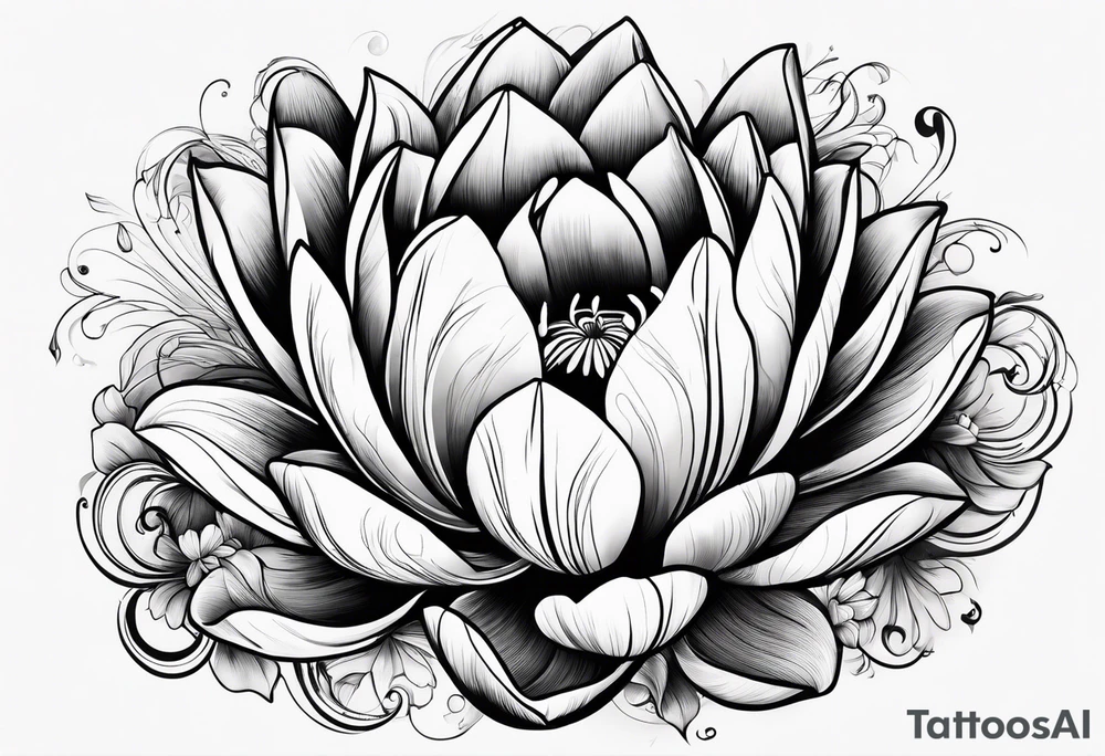 Tulips and water lilies tattoo idea