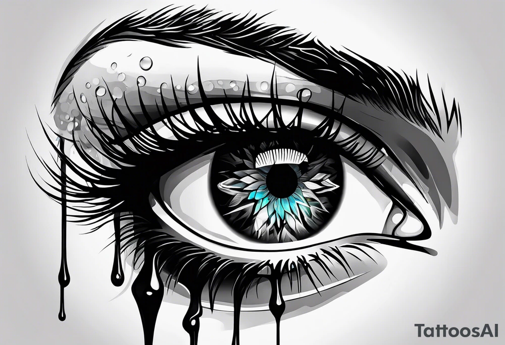 Eye melting with wax drips tattoo idea
