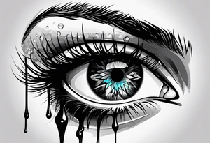 Eye melting with wax drips tattoo idea