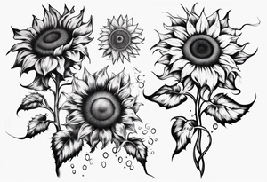 Four sunflowers underwater tattoo idea