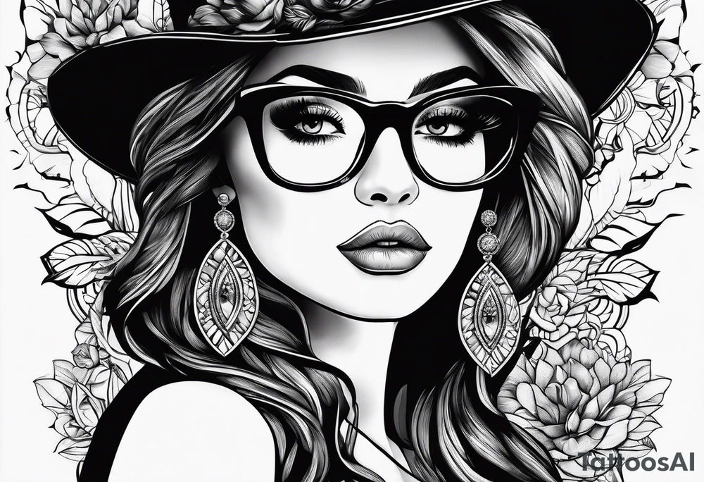 Life finds a way saying add glasses to woman tattoo idea