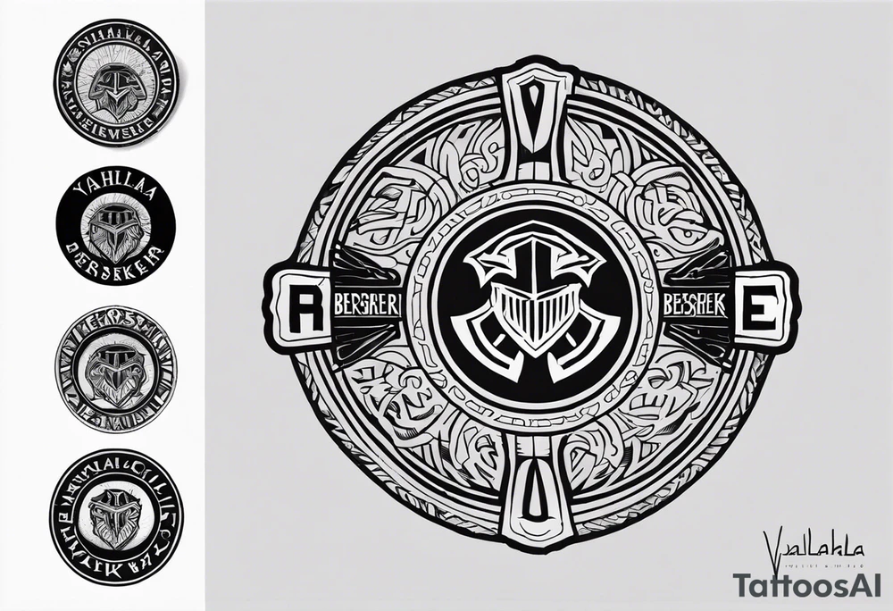 Valhalla berserker round shield tattoo idea
