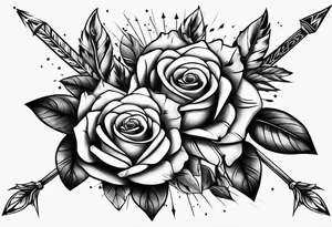 five Indian arrows going through a one rose for a forearm tattoo idea
