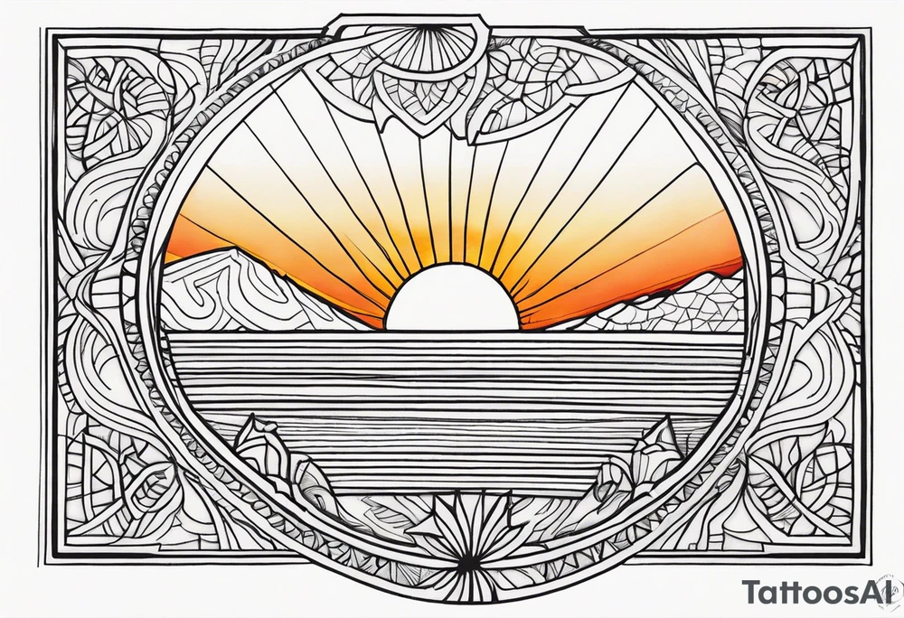 Letter d sun fine line tattoo idea
