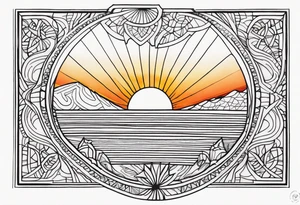 Letter d sun fine line tattoo idea