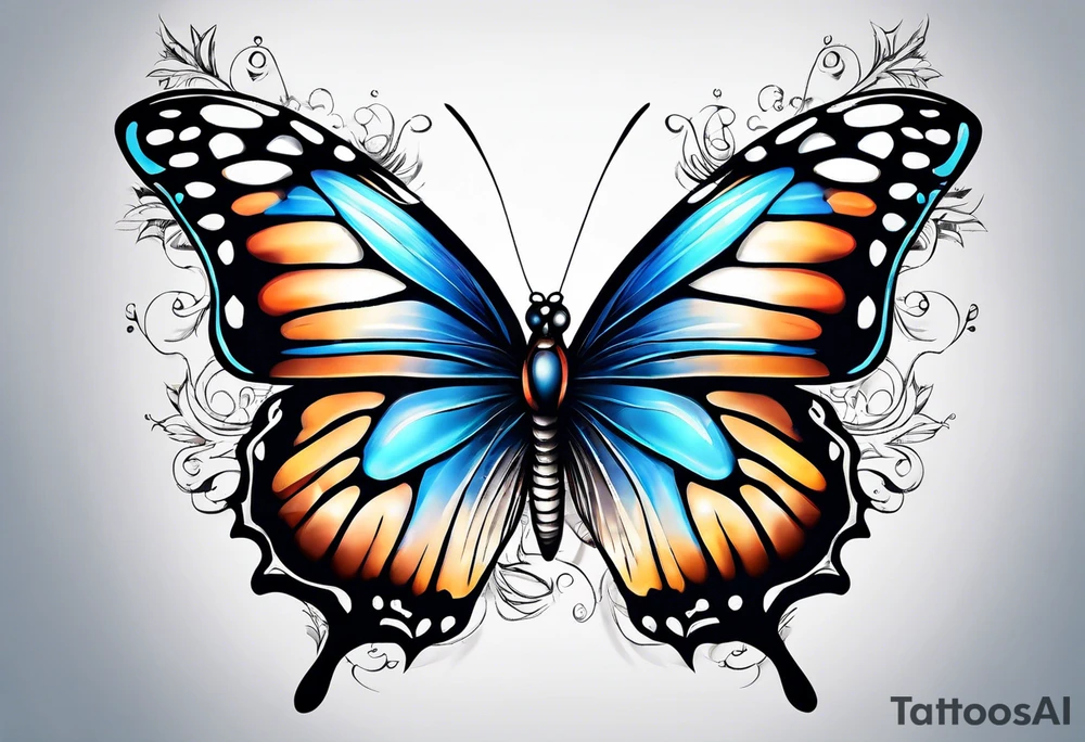 Blue butterfly tattoo idea
