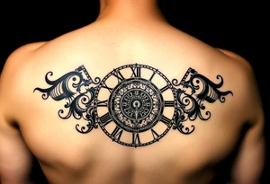vintage roman numerals within ornate clockwork mechanism tattoo idea