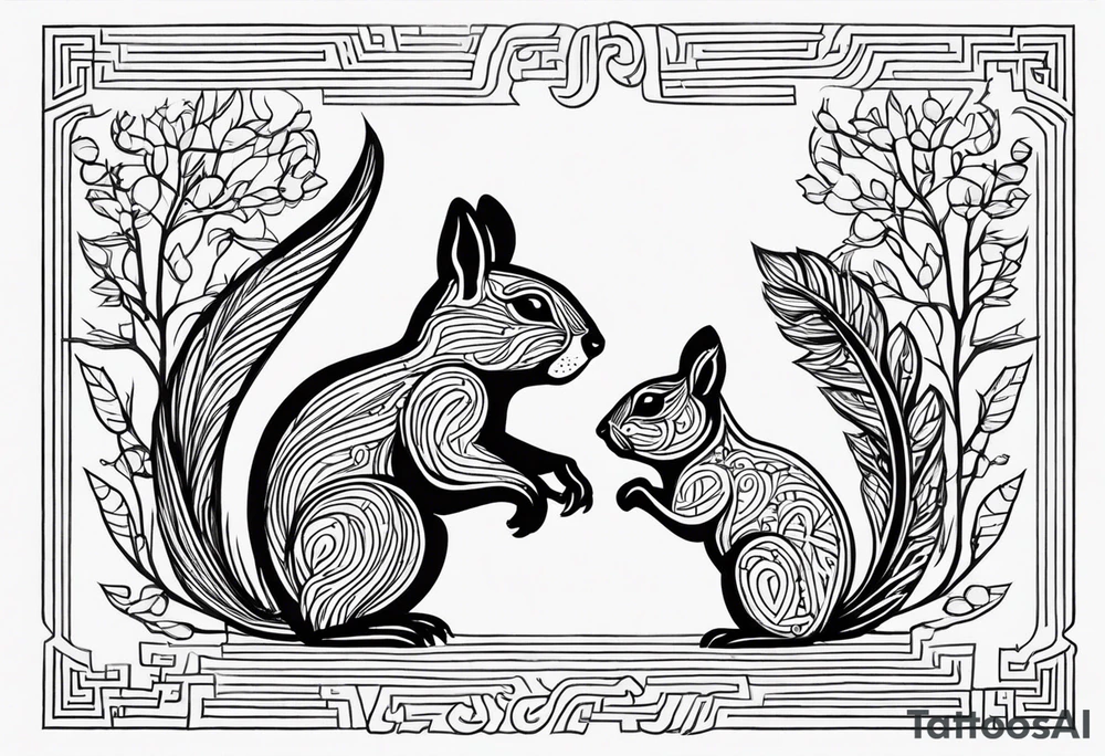 Draw a squirrel accompanied by the writing simul in aeternum tattoo idea