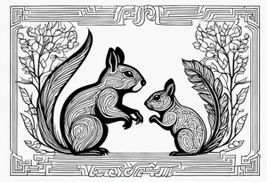 Draw a squirrel accompanied by the writing simul in aeternum tattoo idea