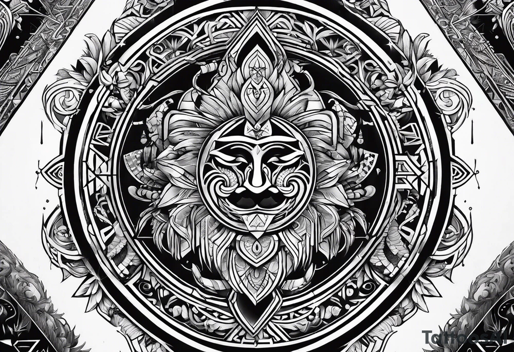 gods of Scandinavian mythology and runes tattoo idea