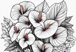 Fais moi un bouquet de fleurs avec des anthuriums et des oeillets tattoo idea