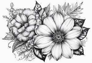 December october march burth flower arm sleeve tattoo idea