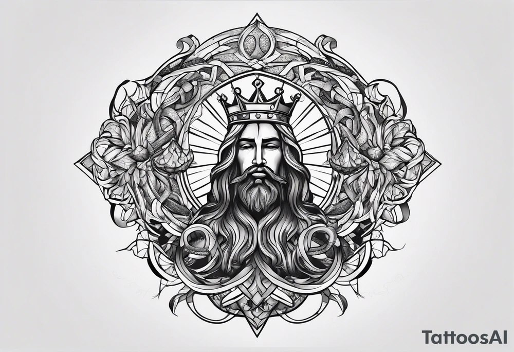 Almighty powerful King Jesus cutting off the Serpent head tattoo idea