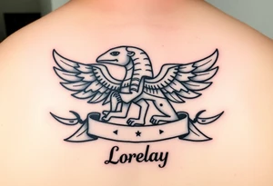 Crea un diseño significativo sobre la cultura egipcia y que tenga el nombre escrito por de bajo del diseño el nombre de mi hermana Lorelay para la parte baja del bíceps tattoo idea