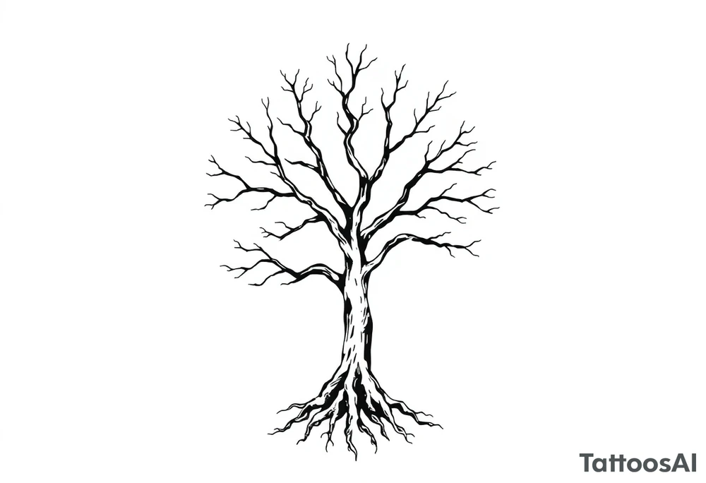 tree with 6 branches and 6 roots tattoo idea