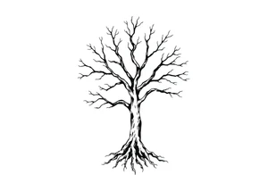 tree with 6 branches and 6 roots tattoo idea