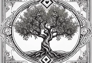 Olive tree with a heart in the middle tattoo idea