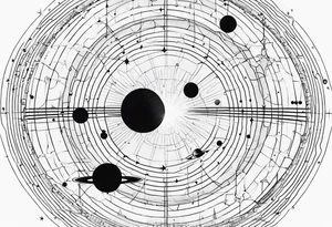 Abstract pulsar map with diagram of the solar system tattoo idea