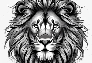 A realistic and detailed depiction of a lion’s face, focusing on its intense eyes and flowing mane. This can be designed as a symbol of power and pride. tattoo idea