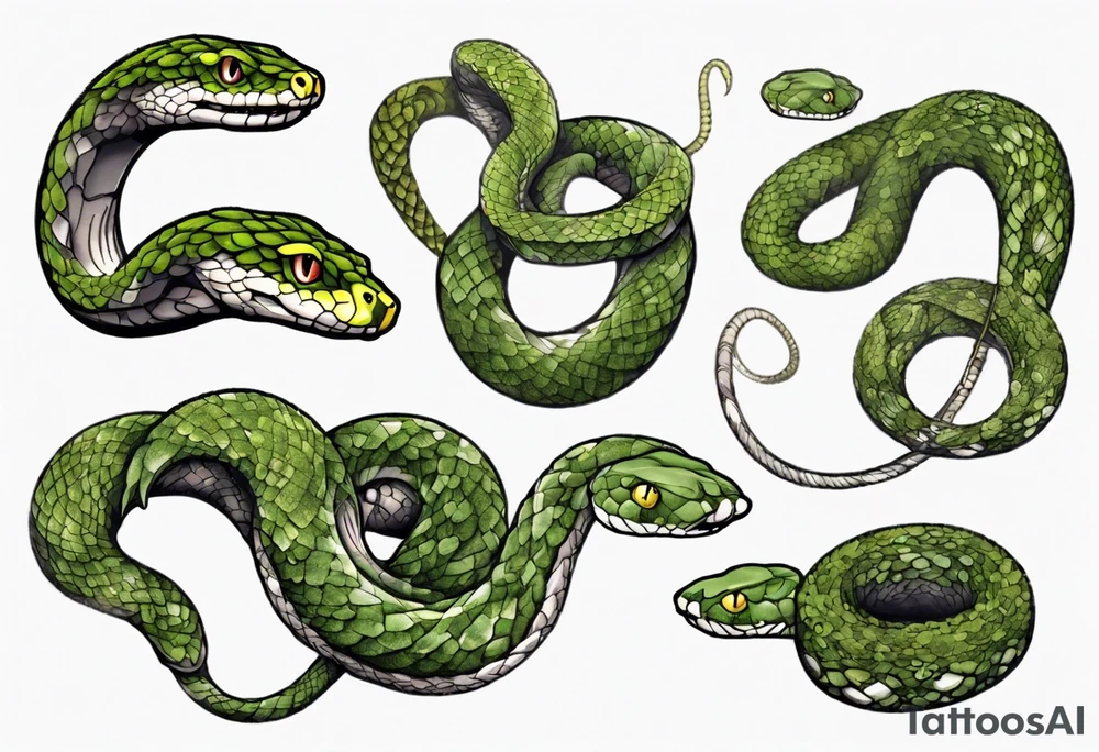 Snake covered in Moss/overgrown tattoo idea