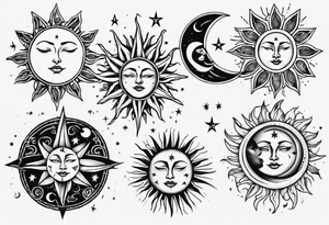 Sun star and moon tattoo idea