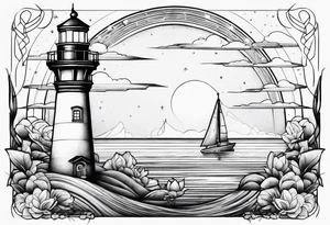 blade, saturn, lighthouse tattoo idea