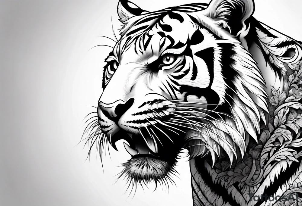 tiger skeleton body hunting tattoo idea