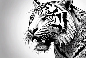 tiger skeleton body hunting tattoo idea