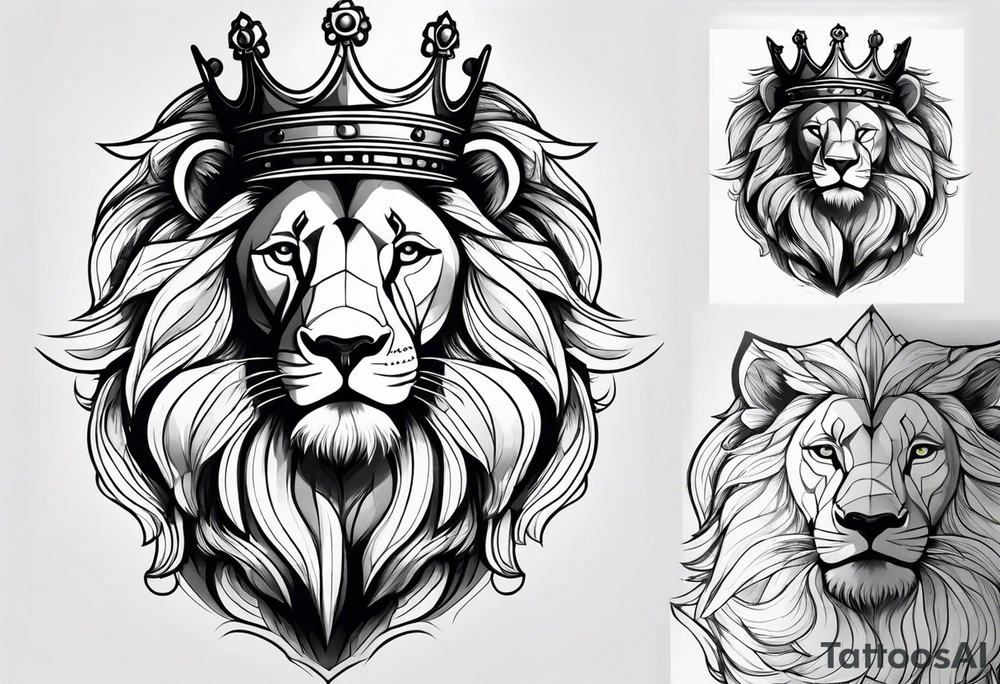 Lion with crown on it tattoo idea