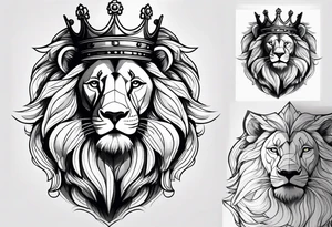 Lion with crown on it tattoo idea