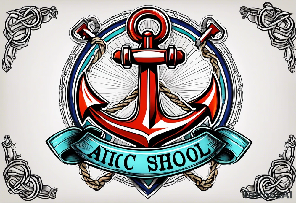 old school anchor with rope wrapped around anchor and banner across anchor tattoo idea