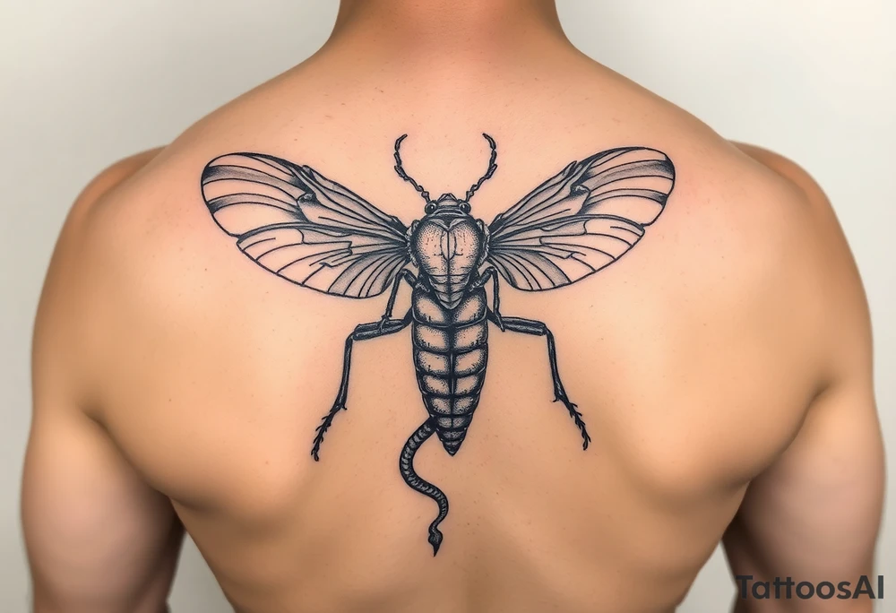 Cicada with snake tattoo idea
