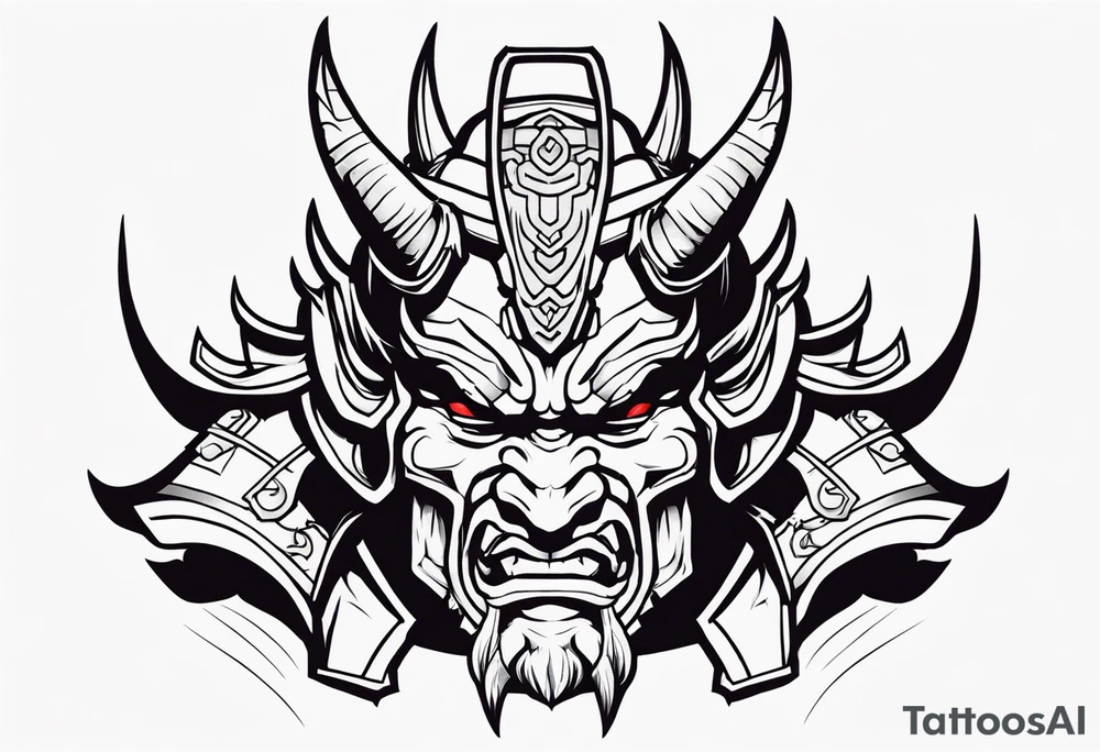 Cyber oni samurai tattoo idea