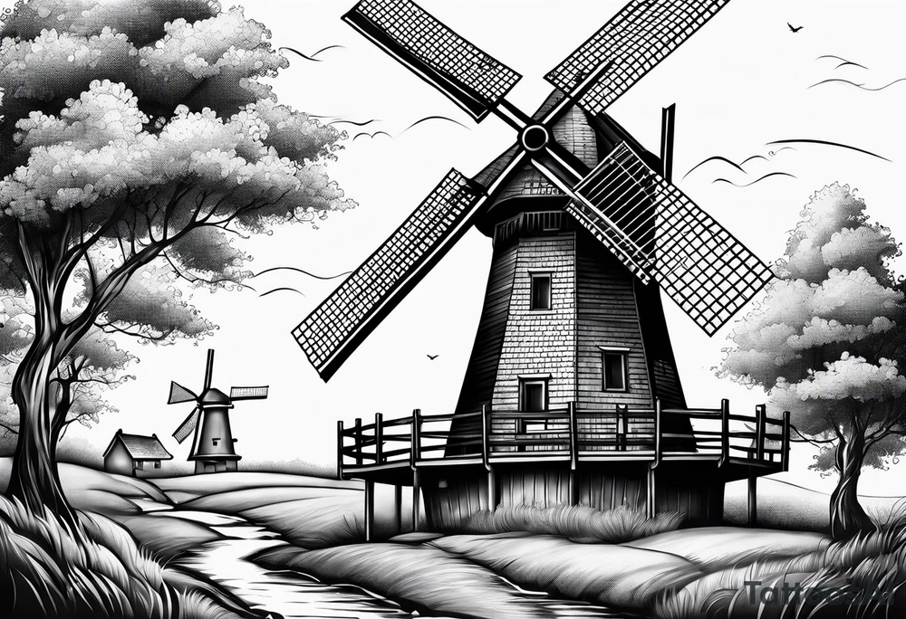 dutch windmill tattoo idea