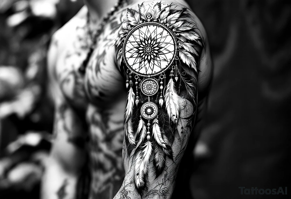 native dreamcatcher with flowing feathers and sacred beads tattoo idea native dreamcatcher with flowing feathers and sacred beads tattoo idea