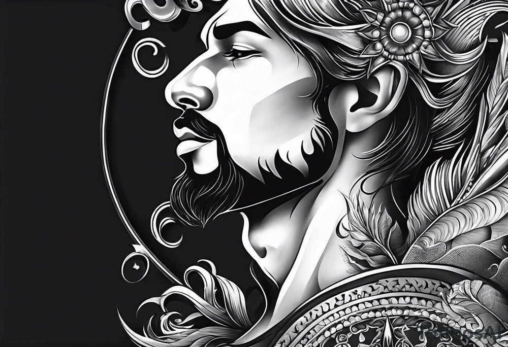 mens throat tattoo with sunrays and om on neck tattoo idea