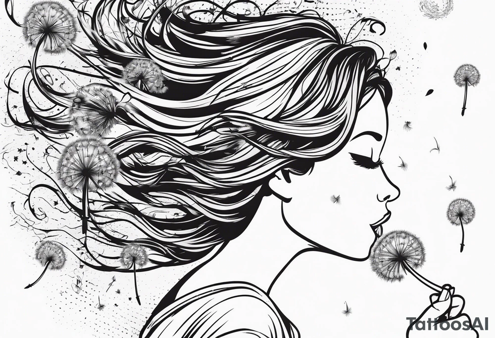Blowing dandelion flying away tattoo idea