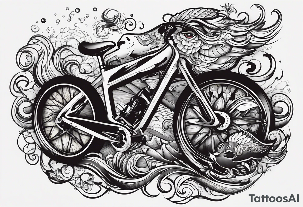 IM swim bike run Tatoo on a calf muscle with the Inside of the IM being a calf muscle tattoo idea