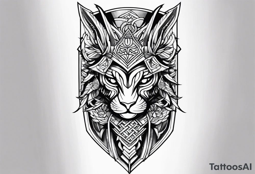 Shin armor men tattoo idea