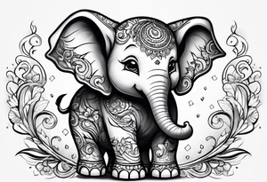 Cartoon baby elephant tattoo idea
