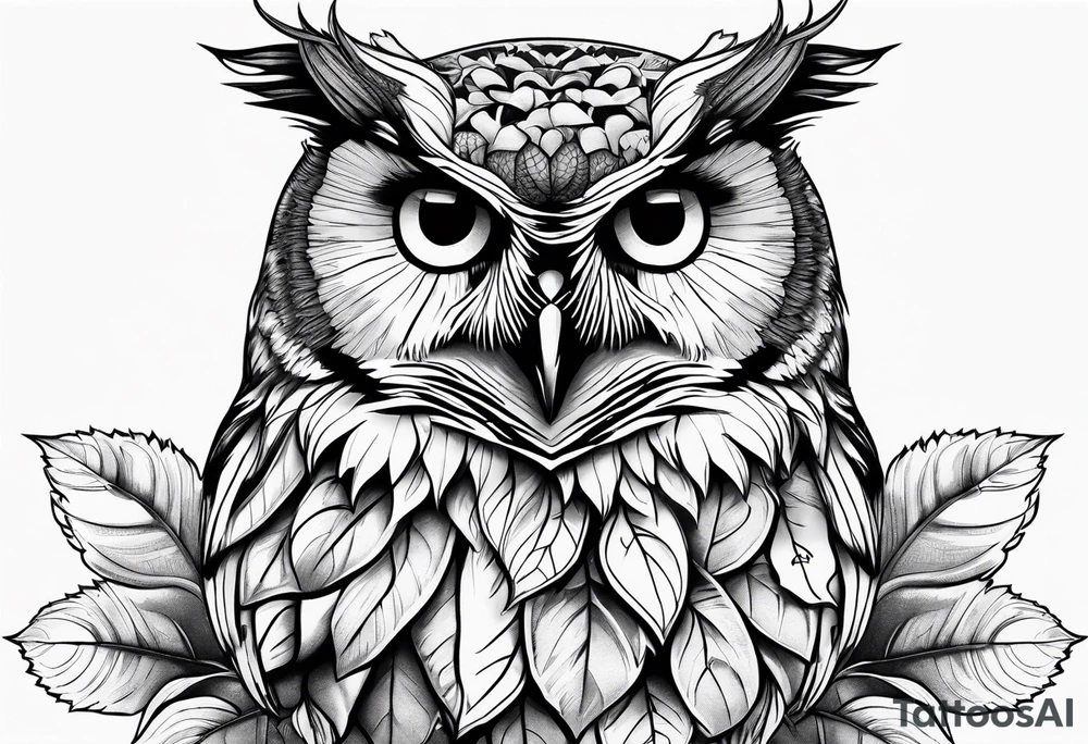 Sunflower and rose flower, owl tattoo idea